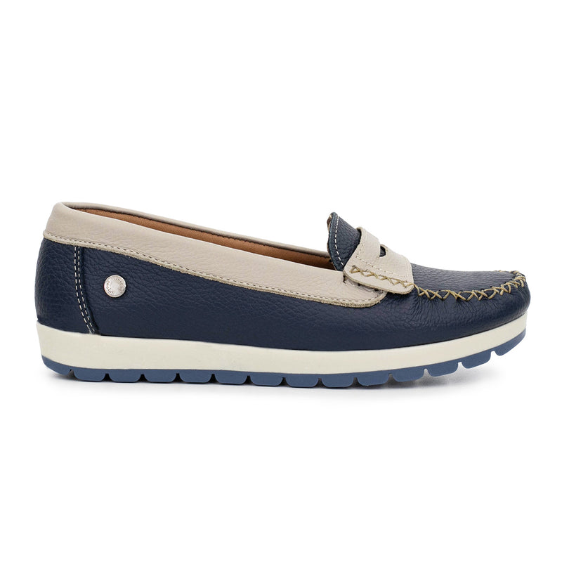 MOCASIN PAMPA AZUL Y BEIGE