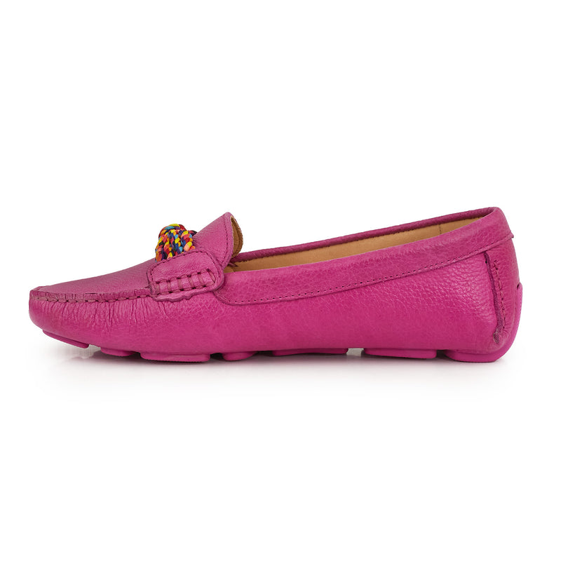 Mocasín Foster Mujer de Cuero Fucsia – Briganti