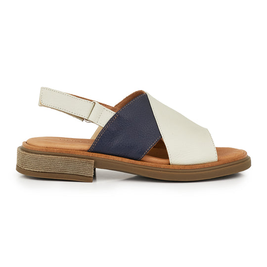 SANDALIA SONARI NATURAL Y AZUL