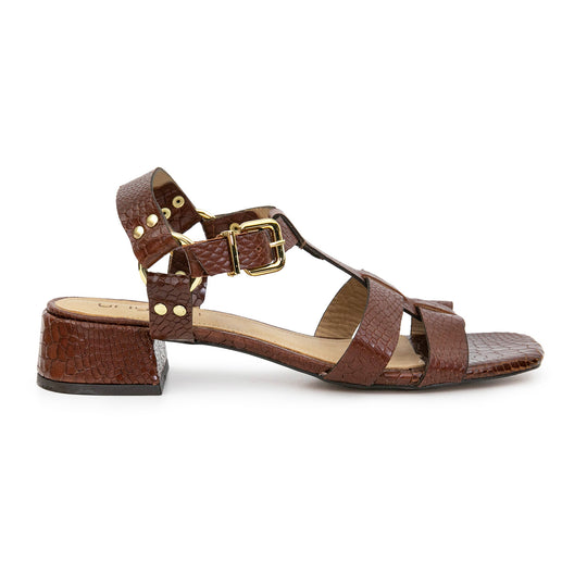 SANDALIA LUMIER MARRON CROCO