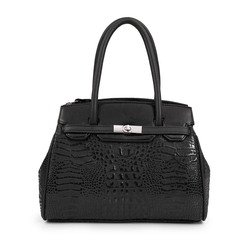 CARTERA AMBRO NEGRA CROCO