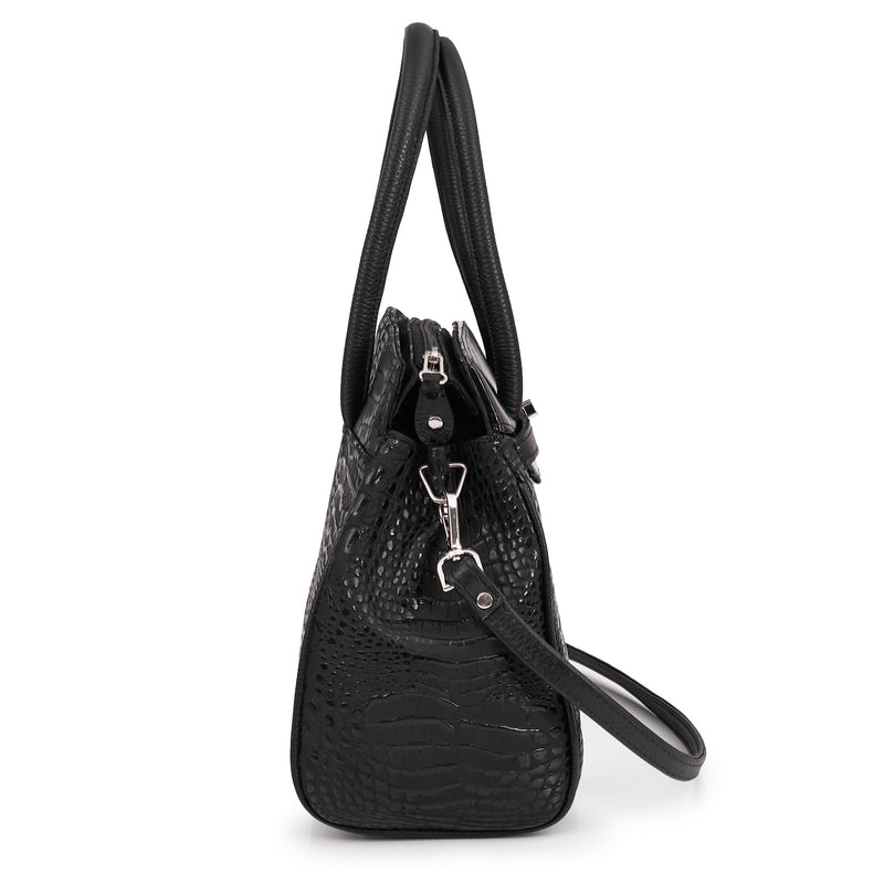 CARTERA AMBRO NEGRA CROCO