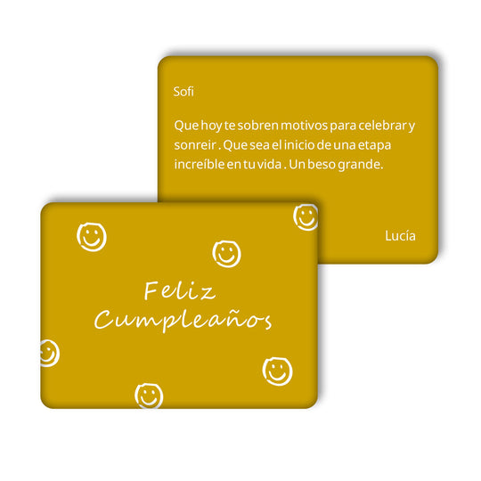 TARJETA REGALO METÁLICA - FELIZ CUMPLEAÑOS