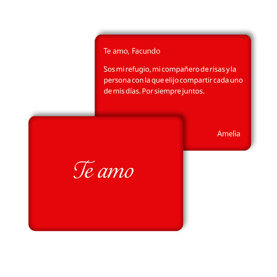 TARJETA REGALO METÁLICA - TE AMO