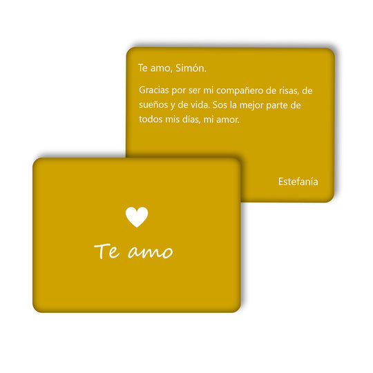 TARJETA REGALO METÁLICA - TE AMO
