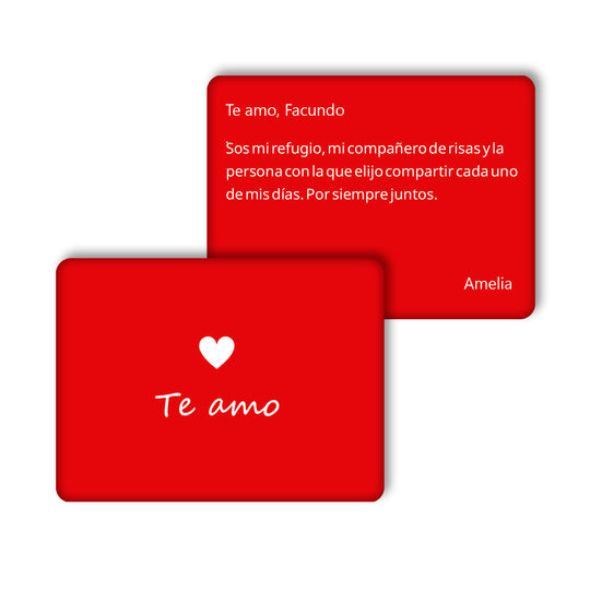 TARJETA REGALO METÁLICA - TE AMO