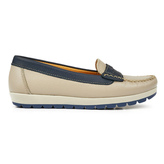 MOCASÍN PAMPA NATURAL Y AZUL